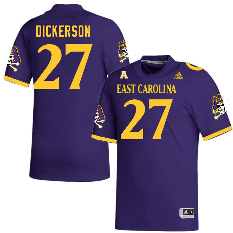 Men #27 Jason Dickerson ECU Pirates College Football Jerseys Stitched-Purple